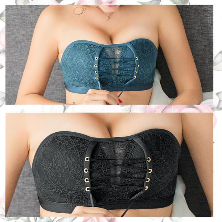 ( SET OF 3 ). Strapless Lace Drawstring Bandeau