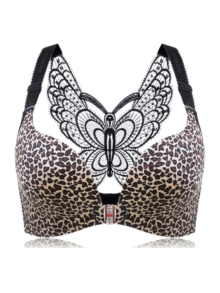 Front Closure Butterfly Embroidery Back Wireless Push Up Bra (Pack of 3)