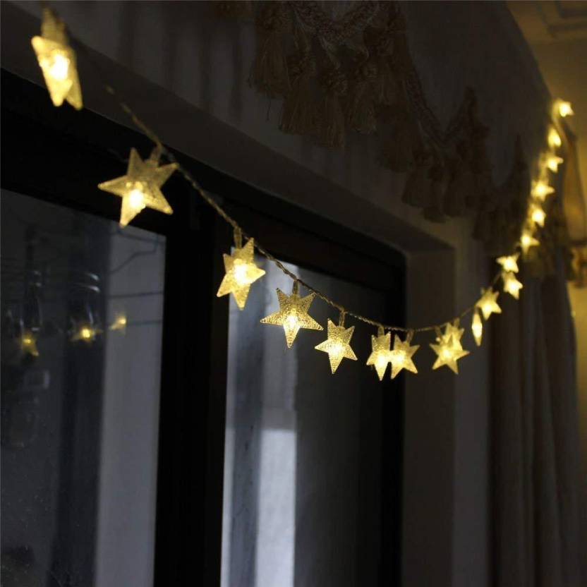 PragAart Decoration Light, 4m/13ft Fairy 20 Led Stars Outdoor/Indoor Rope Warm White Lights for Christmas Tree, Diwali, Wedding, Birthday Party, Baby's Bedroom