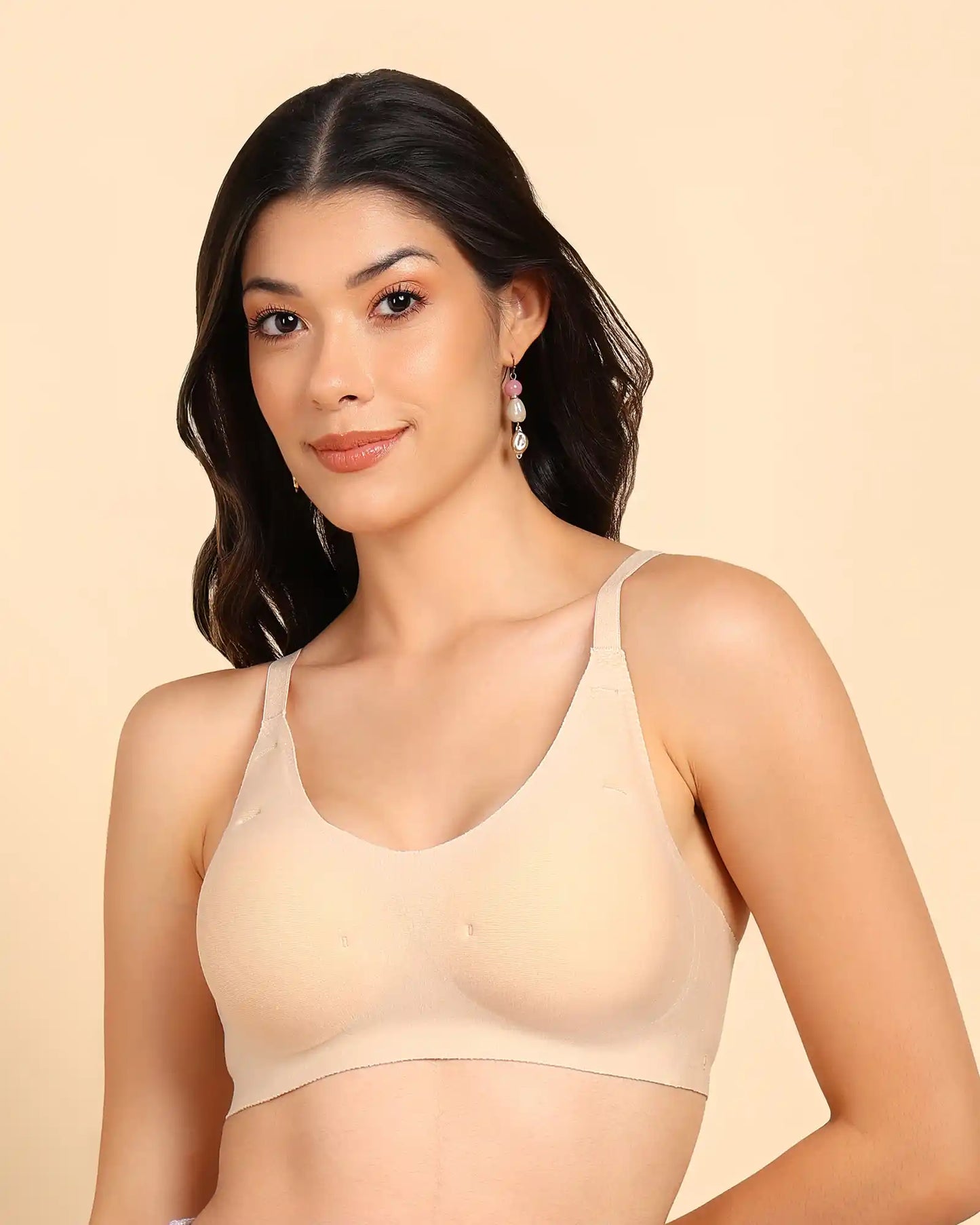 Lightly-Padded Cotton Spandex Fit Bra (SKIN)