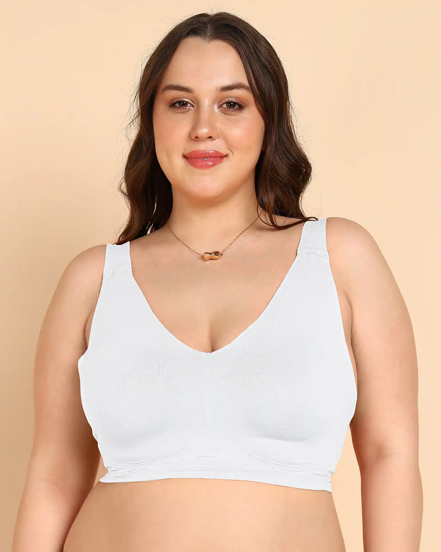 Non-Padded Cotton Spandex Fit Bra (WHITE)