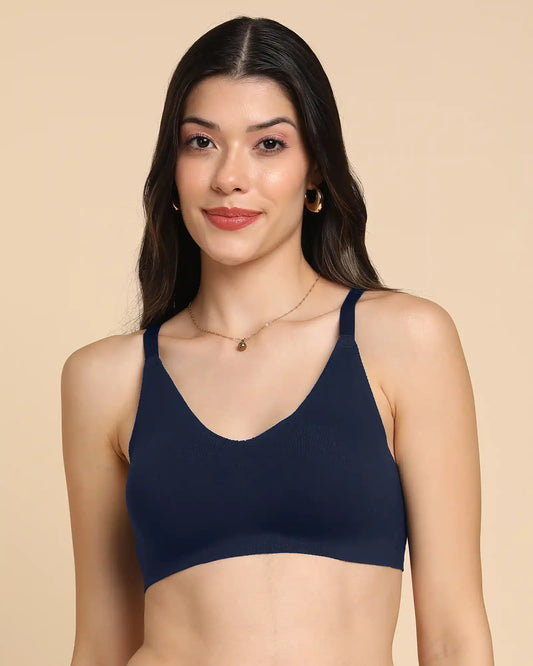 Non-Padded Cotton Spandex Fit Bra (NAVY)