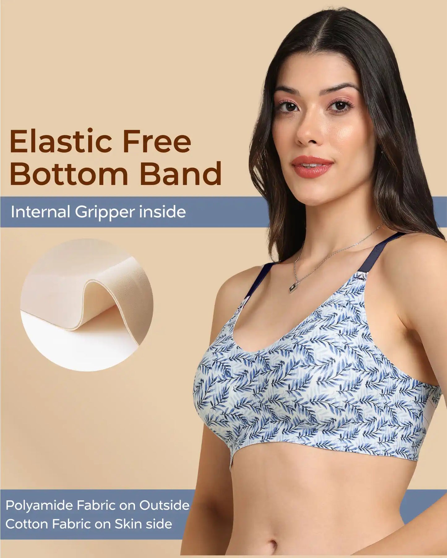 Fit Cotton Feel Printed Bonded Seamless Bra