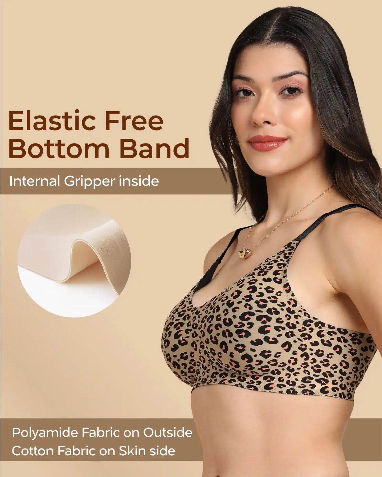 Fit Cotton Feel Printed Bonded Seamless Bra