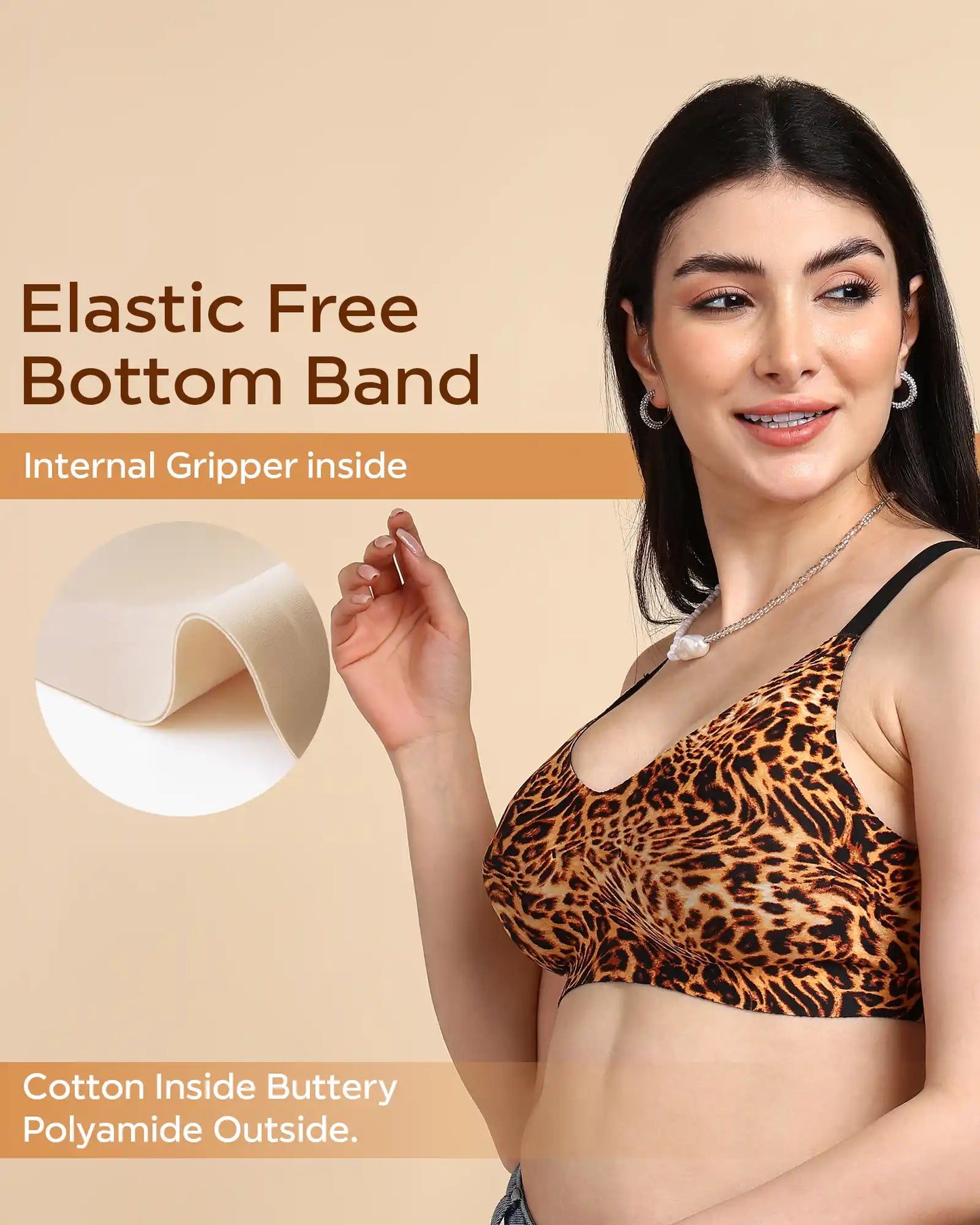 Fit Cotton Feel Printed Bonded Seamless Bra