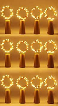 LED Wine Bottle Cork Lights Copper Wire String Lights, 2M Battery Powered Wine Bottle Fairy Lights Bottle (Set of 2)