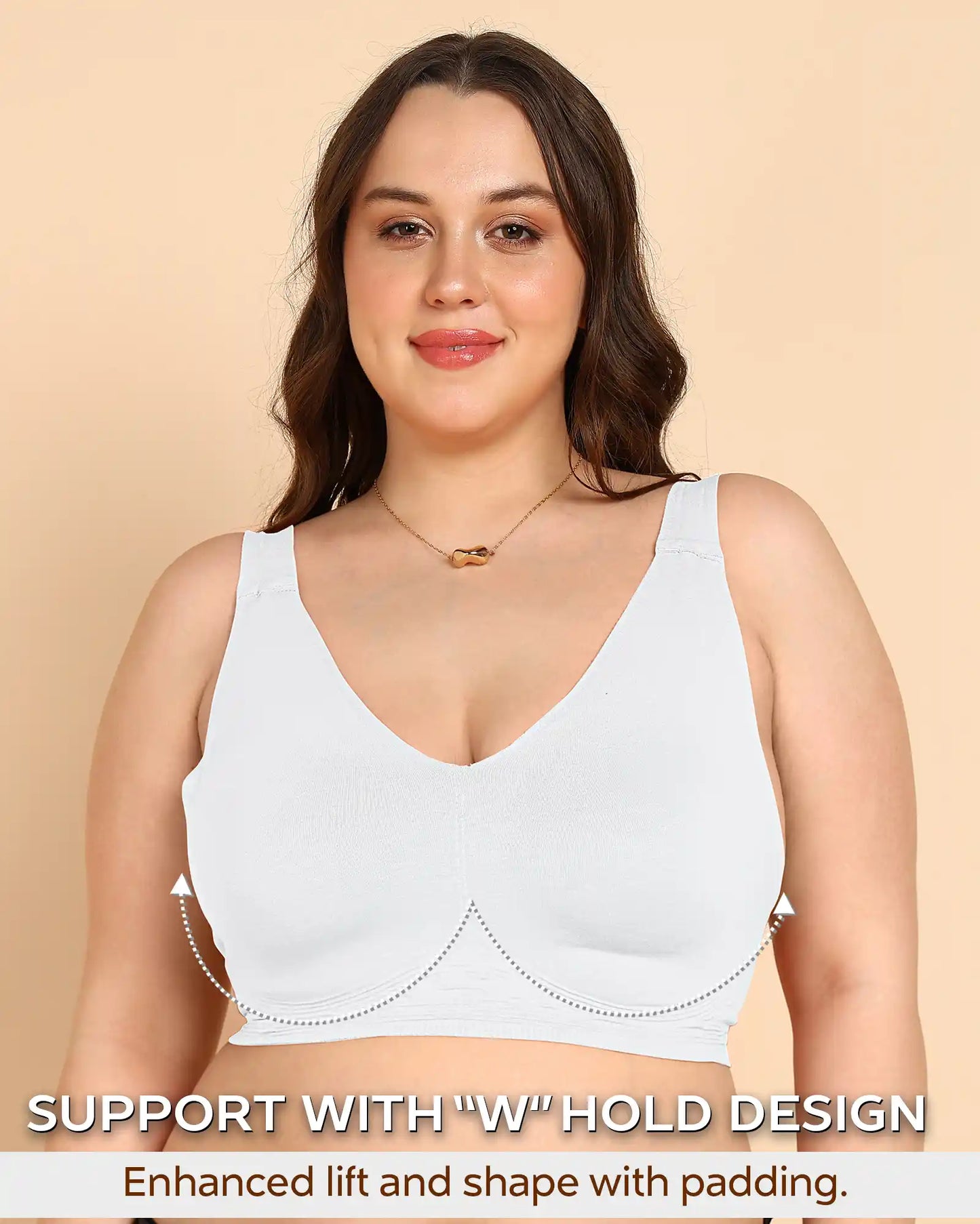 Lightly-Padded Cotton Spandex Fit Bra (WHITE)