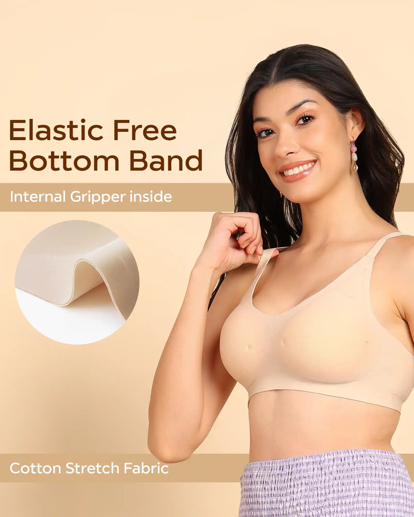 Lightly-Padded Cotton Spandex Fit Bra (SKIN)