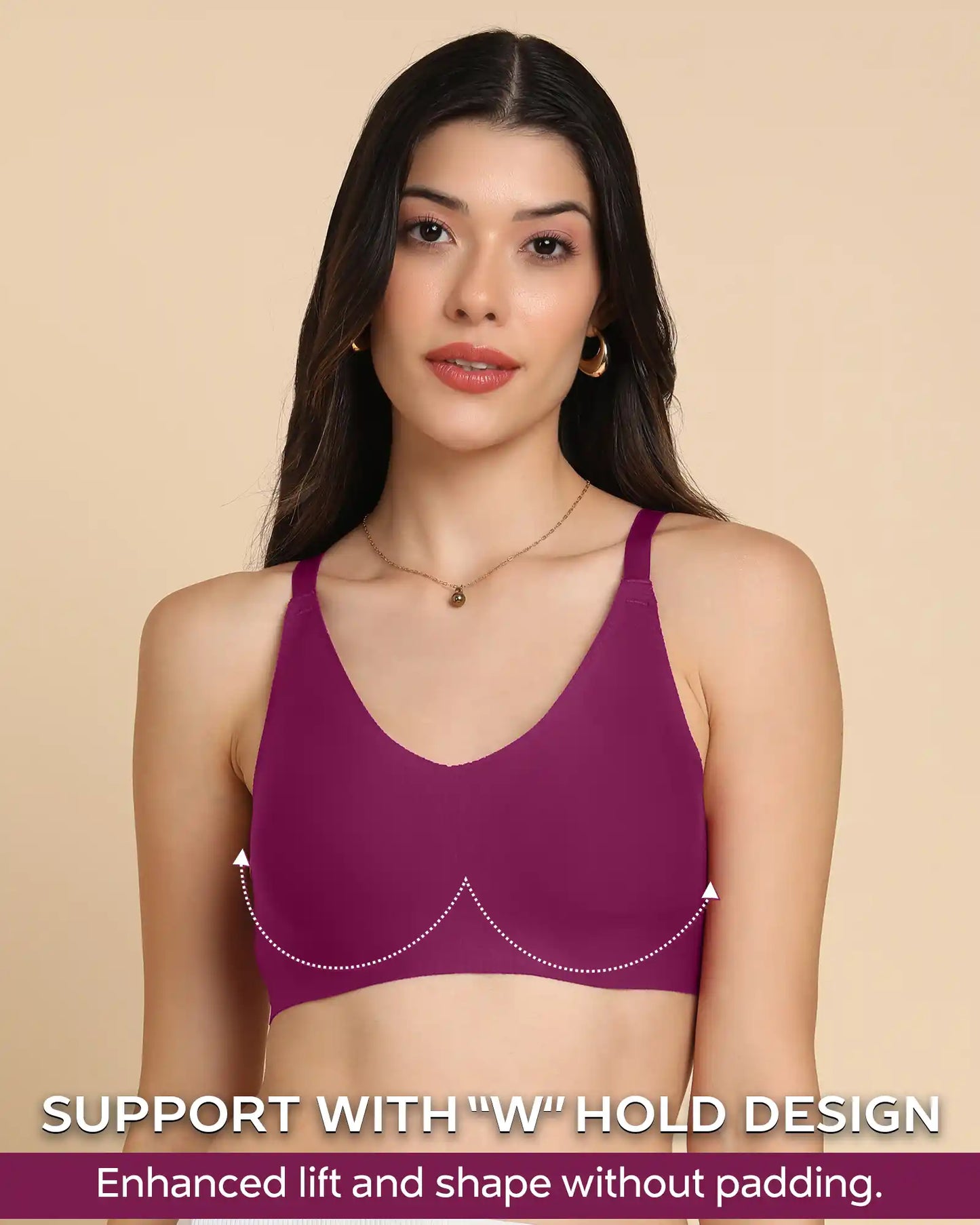 Non-Padded Cotton Spandex Fit Bra (WINE)