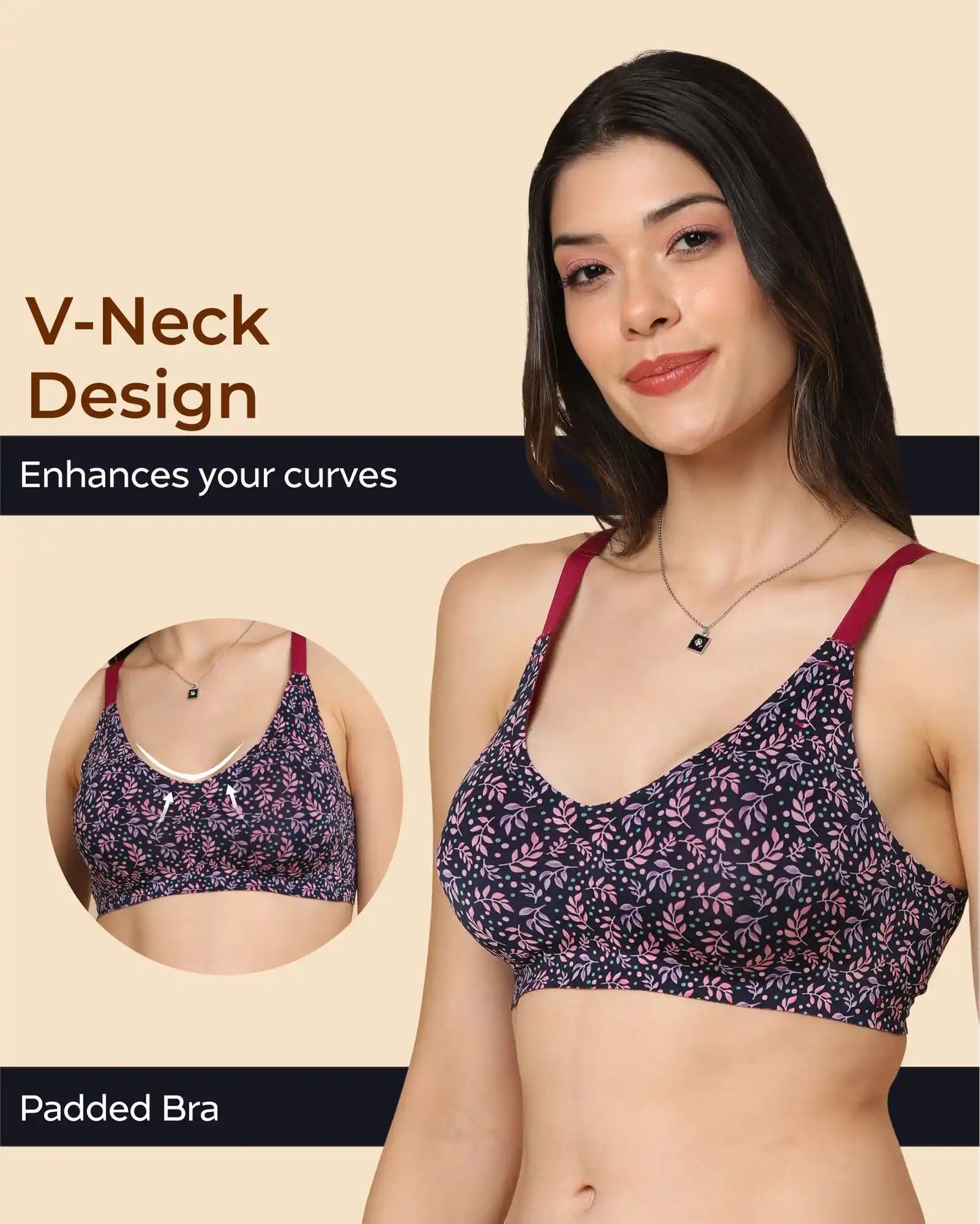 Fit Cotton Feel Printed Bonded Seamless Bra