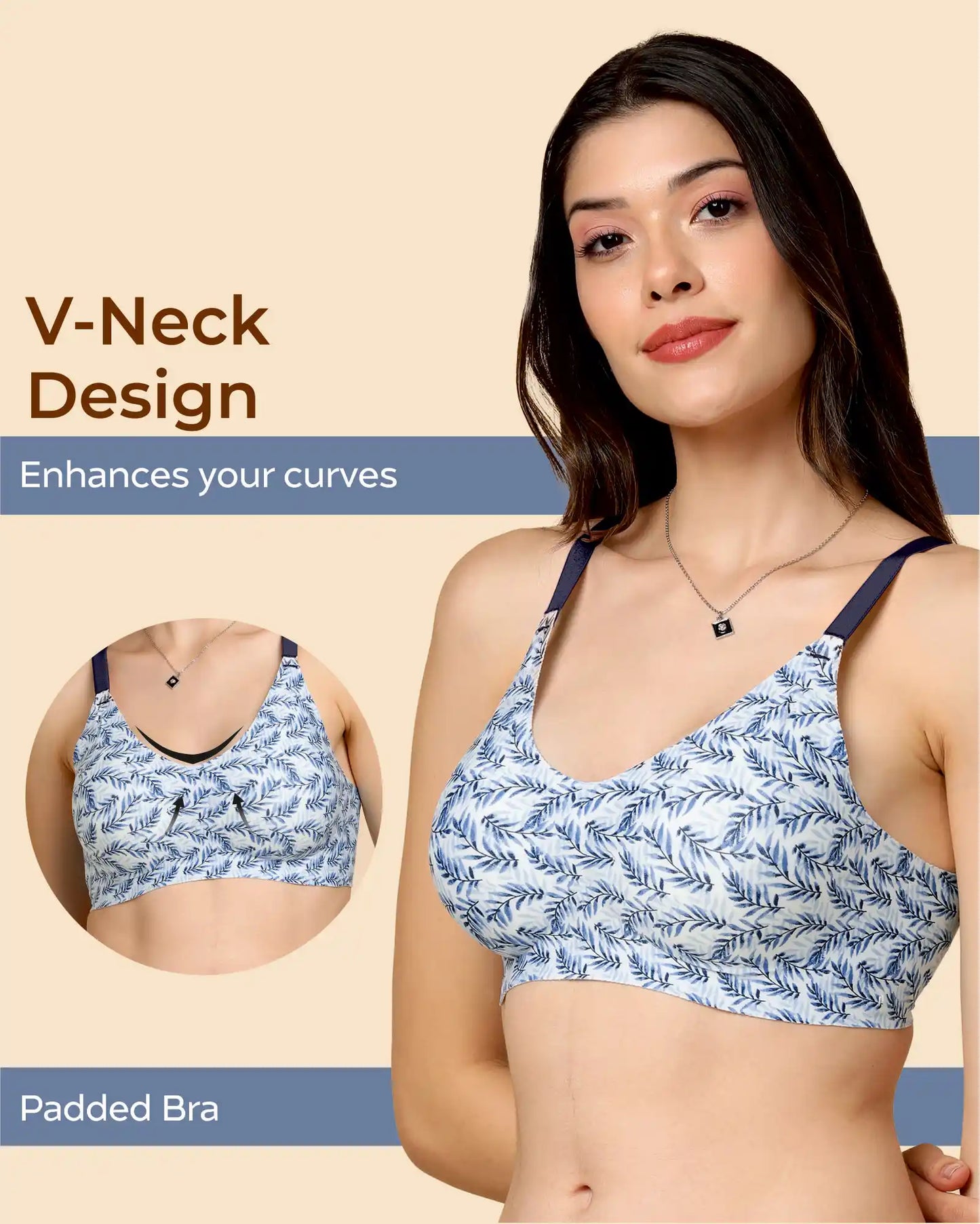 Fit Cotton Feel Printed Bonded Seamless Bra