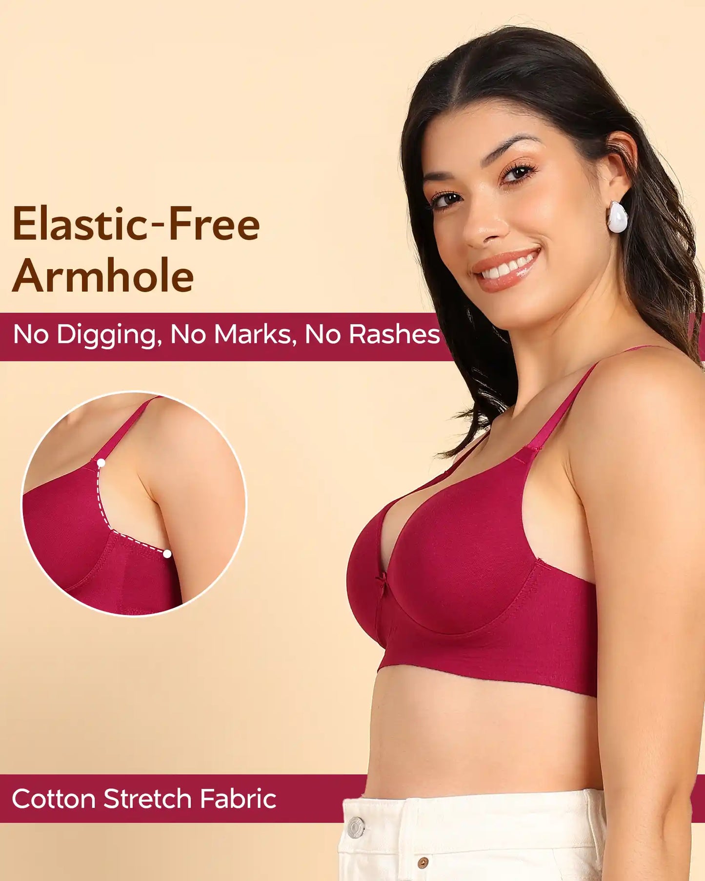 Fit Cotton Bonded Seamless Maximiser Bra