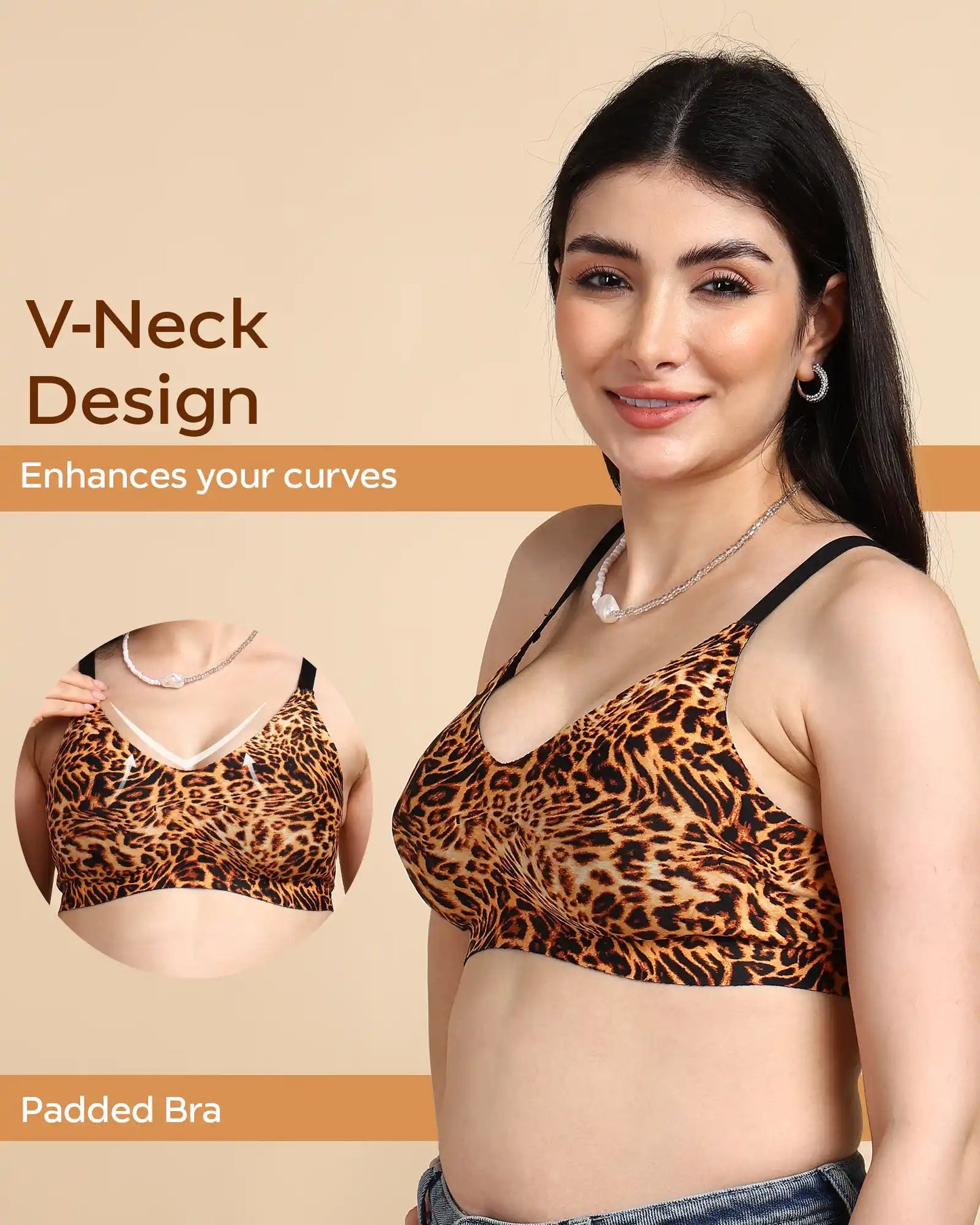 Fit Cotton Feel Printed Bonded Seamless Bra