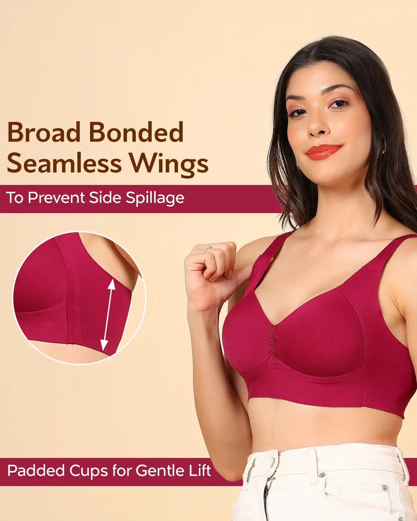 Fit Lightly Padded Cotton Bonded Seamless Minimiser ((TW-SB-9203)