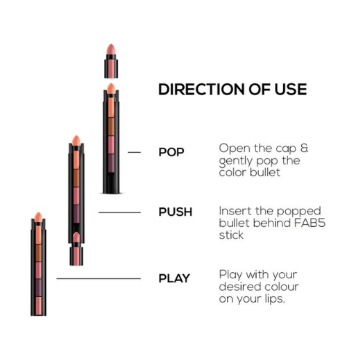 FAB 5+5 SHADES HUDABEAUTY POP-UP LIPSTICK