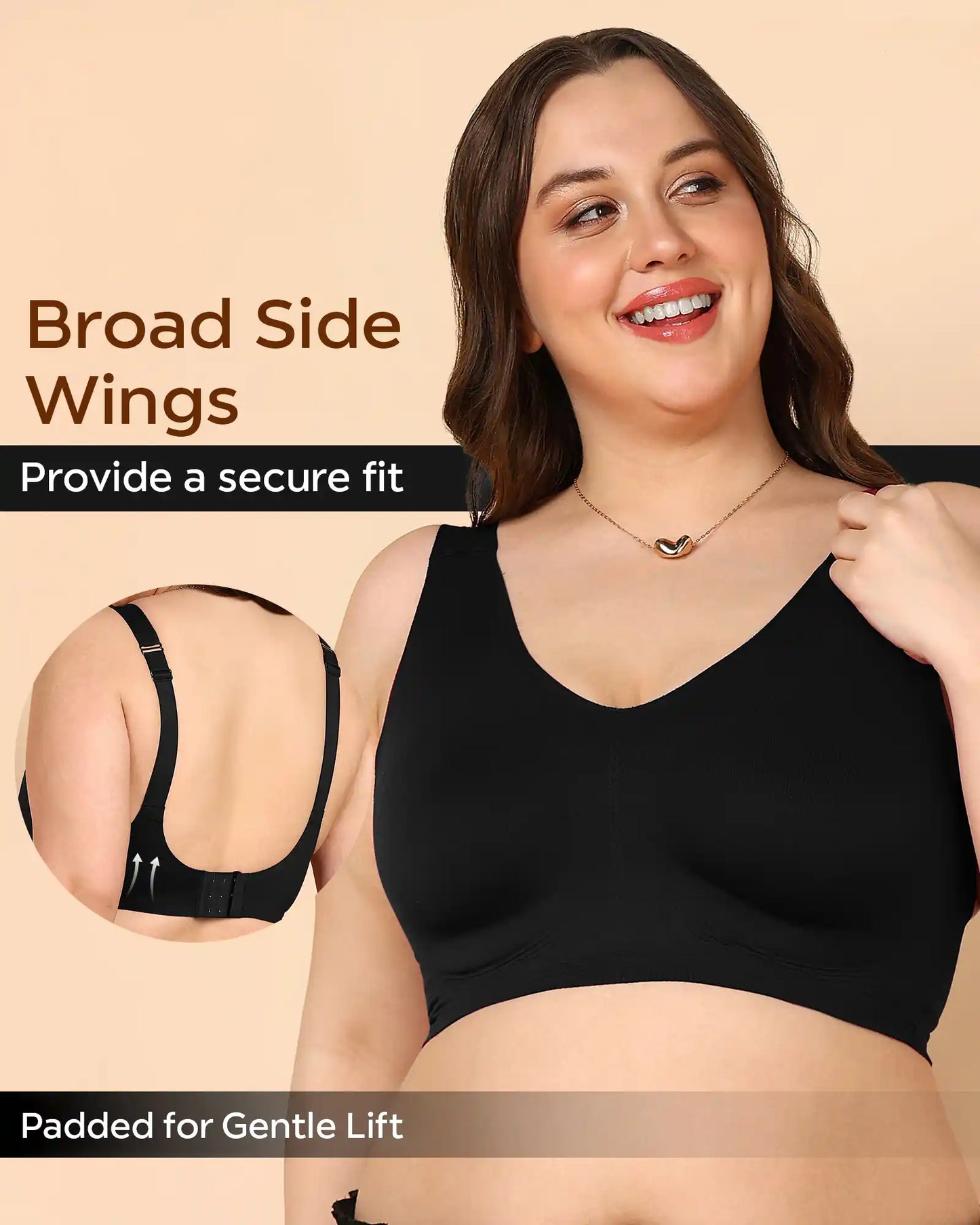 Lightly-Padded Cotton Spandex Fit Bra  (BLACK)