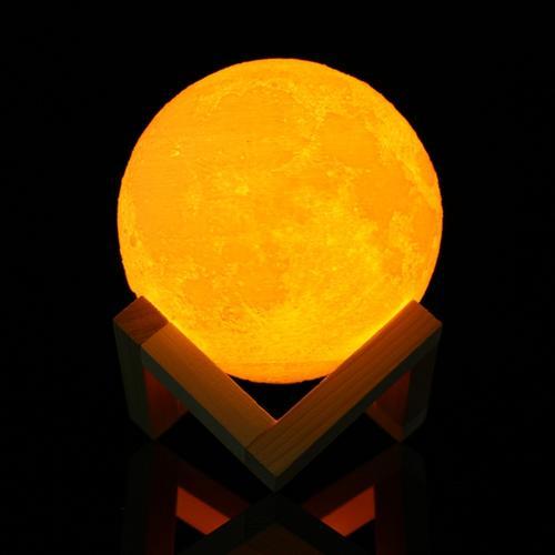 3D Magical Two Tone Moon Lamp USB Charging LED Night Light Touch Sensor
