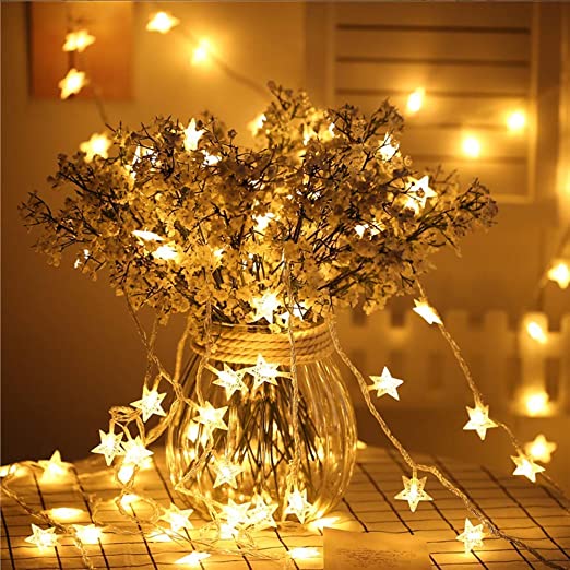 PragAart Decoration Light, 4m/13ft Fairy 20 Led Stars Outdoor/Indoor Rope Warm White Lights for Christmas Tree, Diwali, Wedding, Birthday Party, Baby's Bedroom