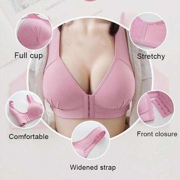 (PACK OF 3) PLUS SIZE PUSH UP SEAMLESS FRONT CLOSURE ELASTIC BRA
