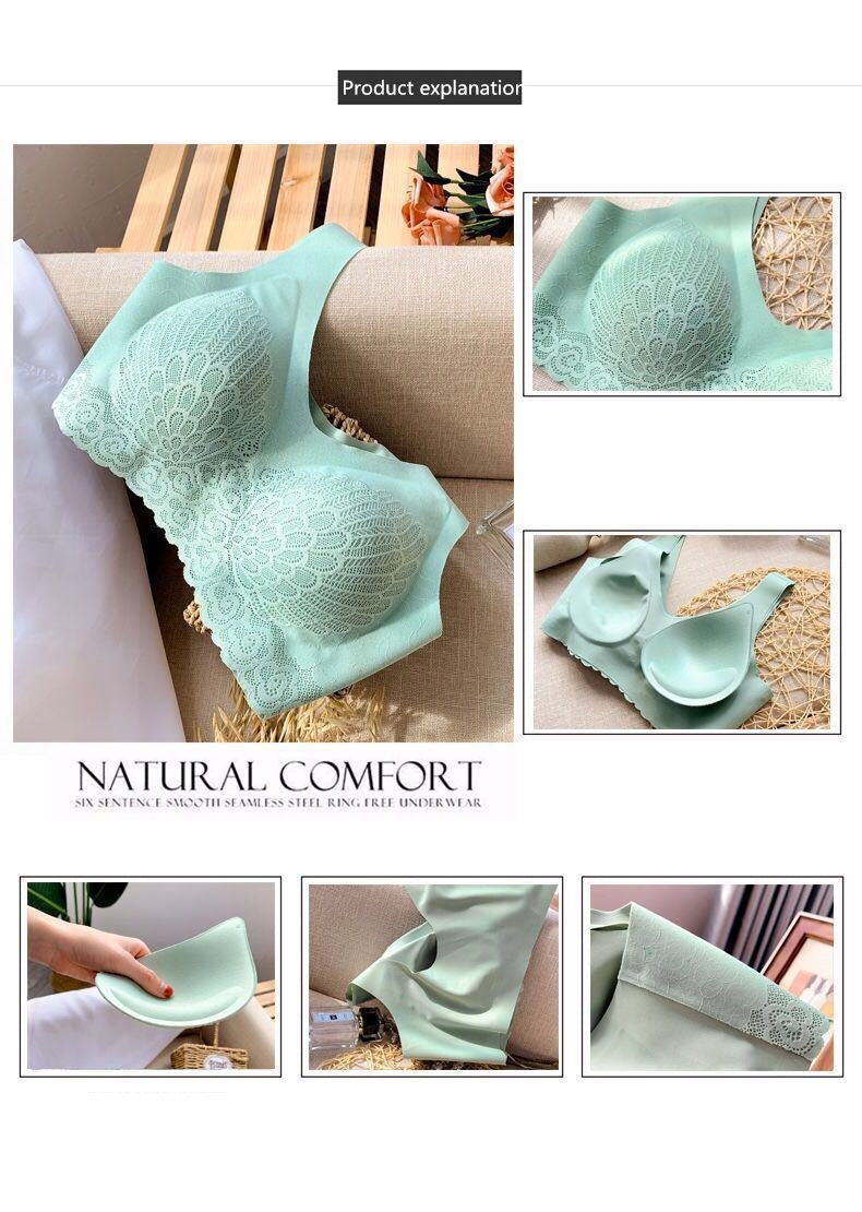 3pcs Plus size Latex Bra Seamless Bras For Women Underwear BH Push Up Bralette With Pad Vest Top Bra