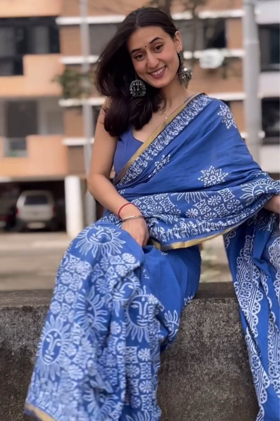 Marvellous 1 Minute Ready To Wear Blue Mul Cotton Digital Printed Saree