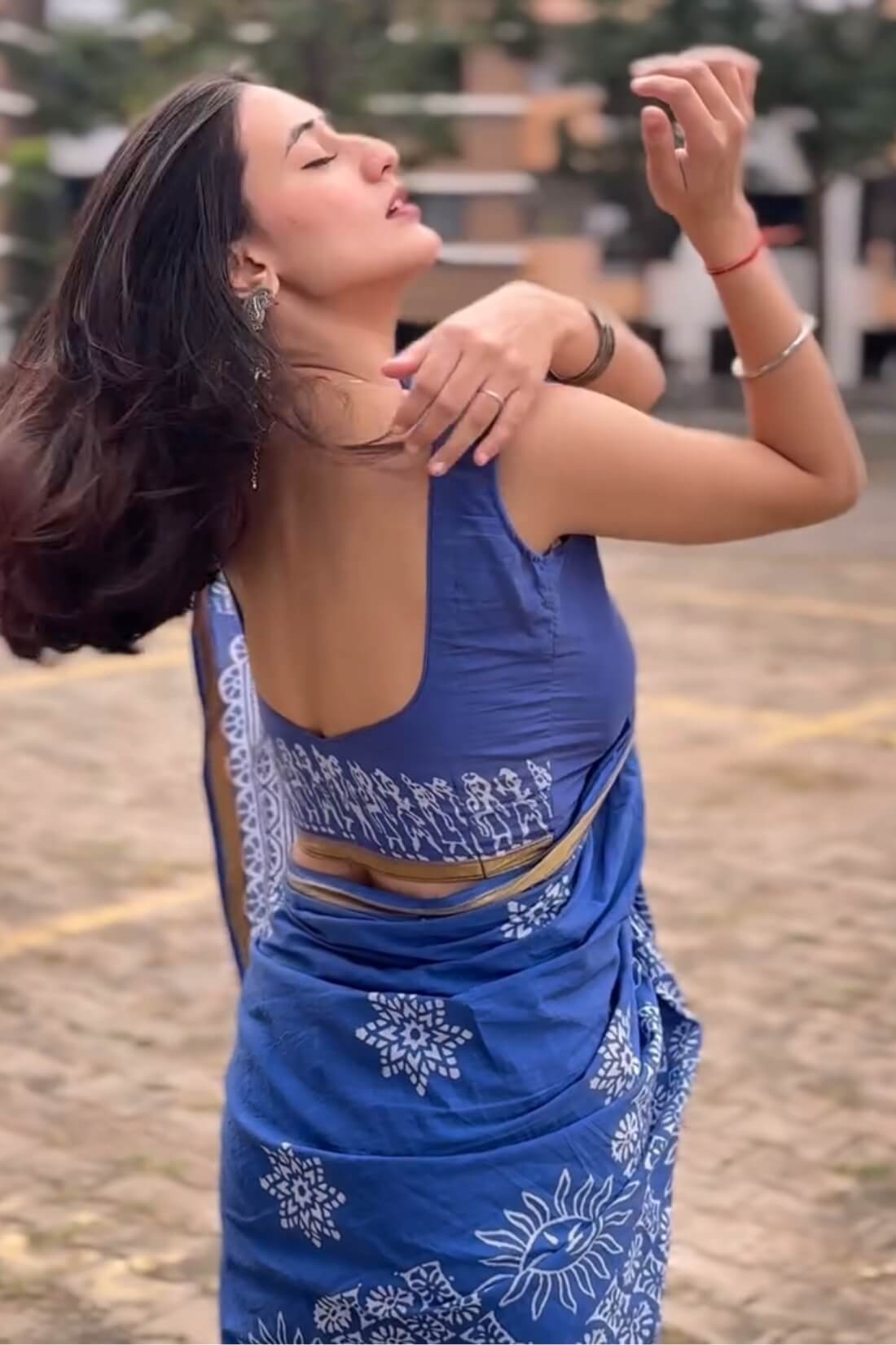 Marvellous 1 Minute Ready To Wear Blue Mul Cotton Digital Printed Saree