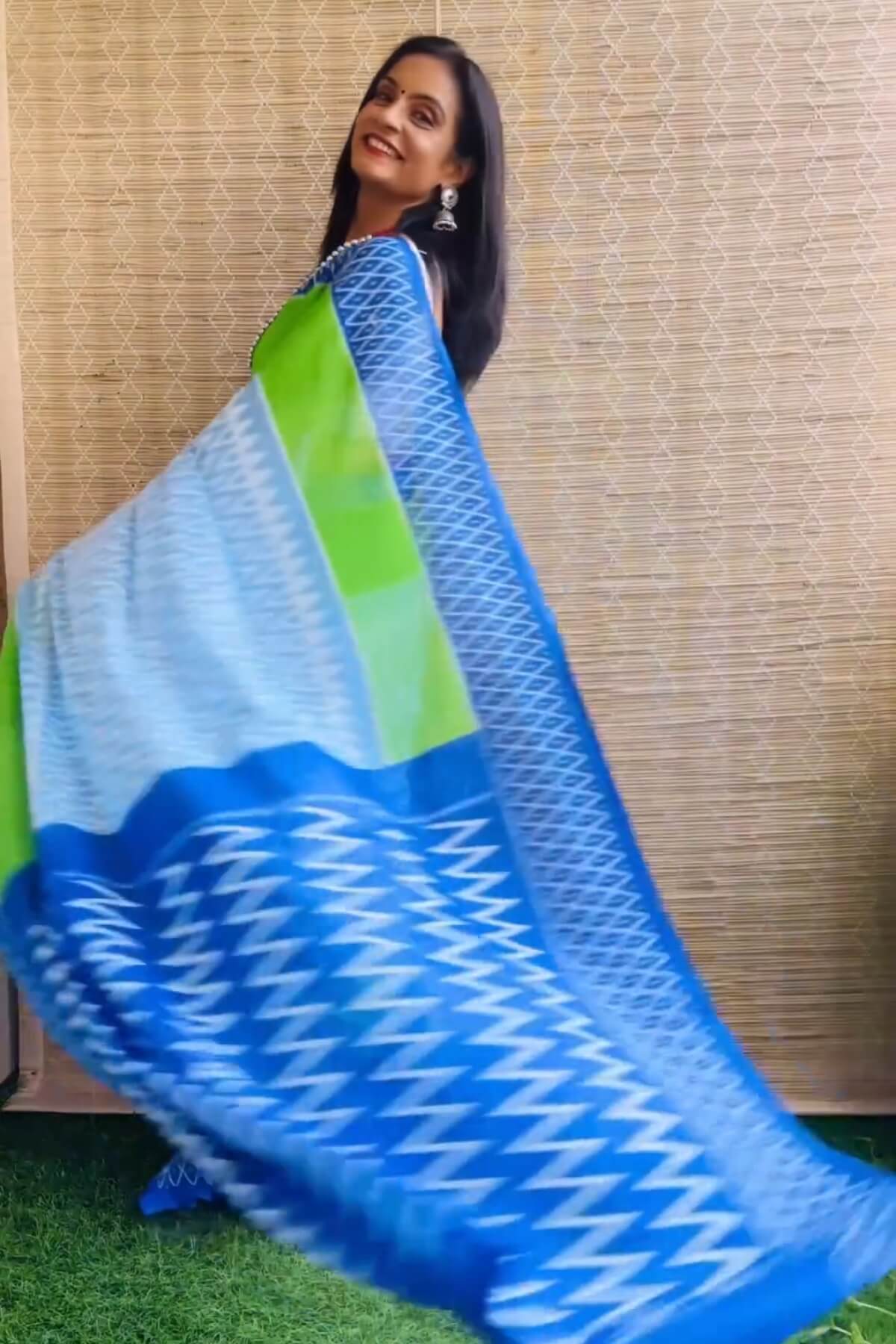 Nebula 1 Minute Ready To Wear Sky Mul Cotton Digital Printed Saree