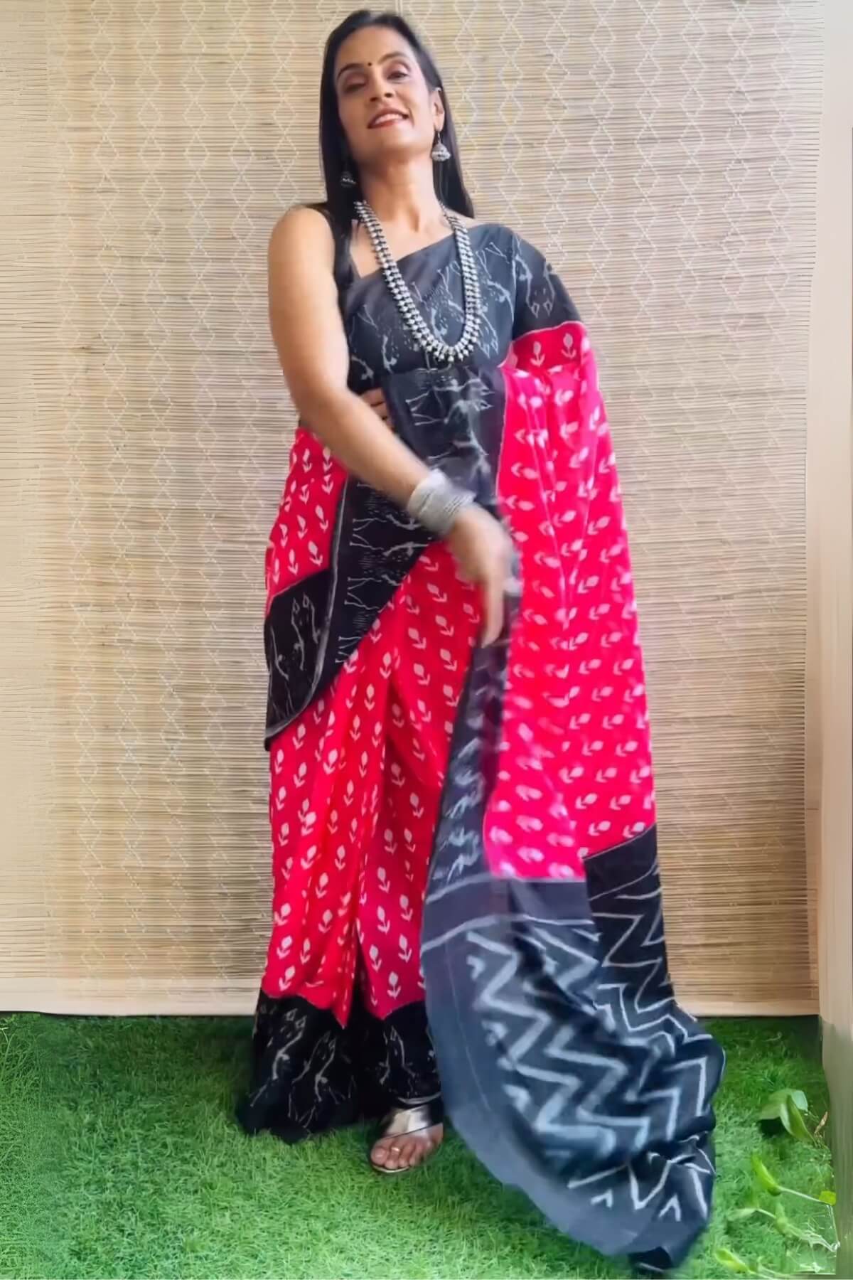 Bewitching 1 Minute Ready To Wear Dark Pink Mul Cotton Digital Printed Saree