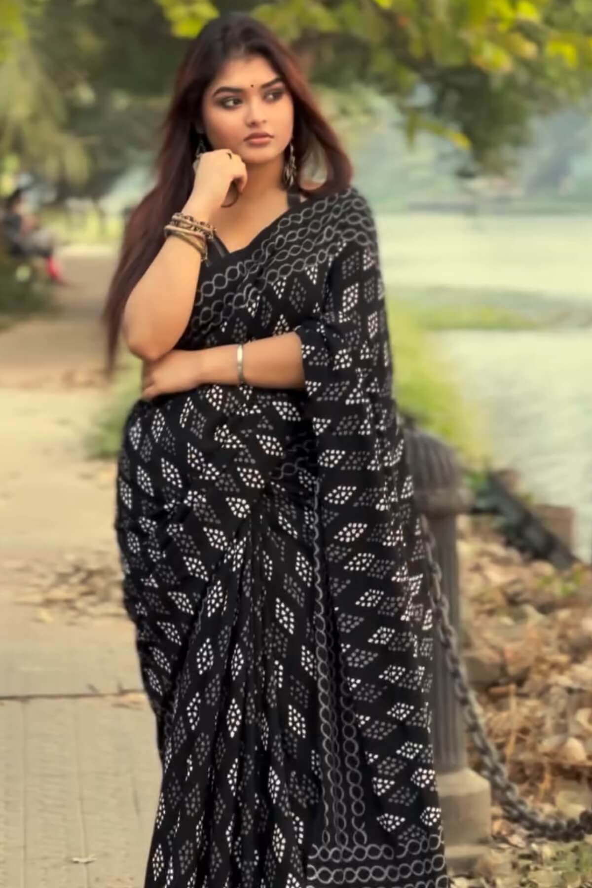 Entrancing 1 Minute Ready To Wear Black Mul Cotton Digital Printed Saree