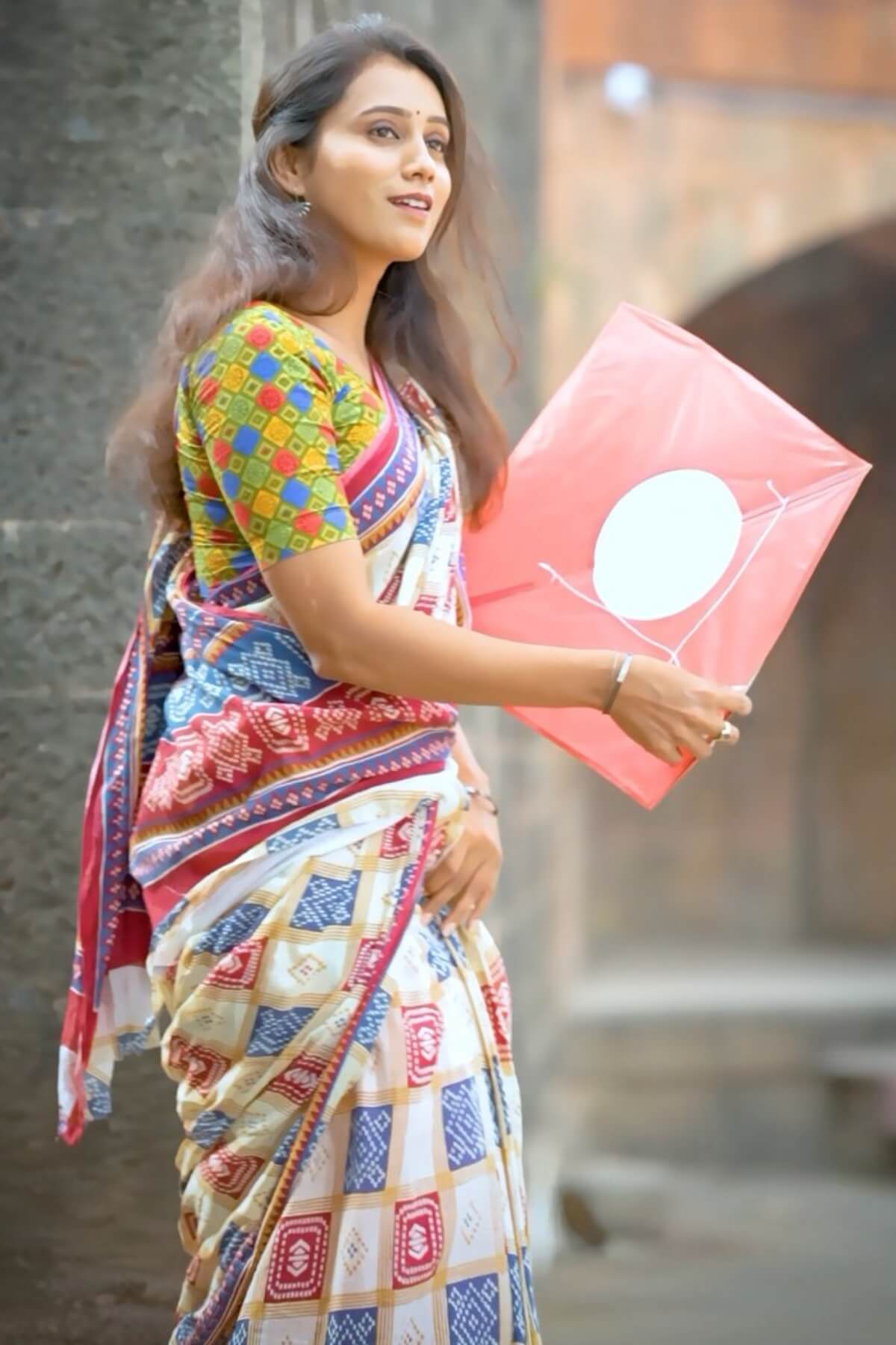 Smashing 1 Minute Ready To Wear Beige Mul Cotton Digital Printed Saree