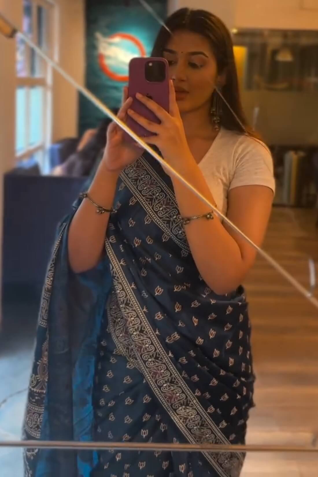 Lustrous Teal Blue 1 Minute Ready To Wear Digital Printed Crape Silk Saree