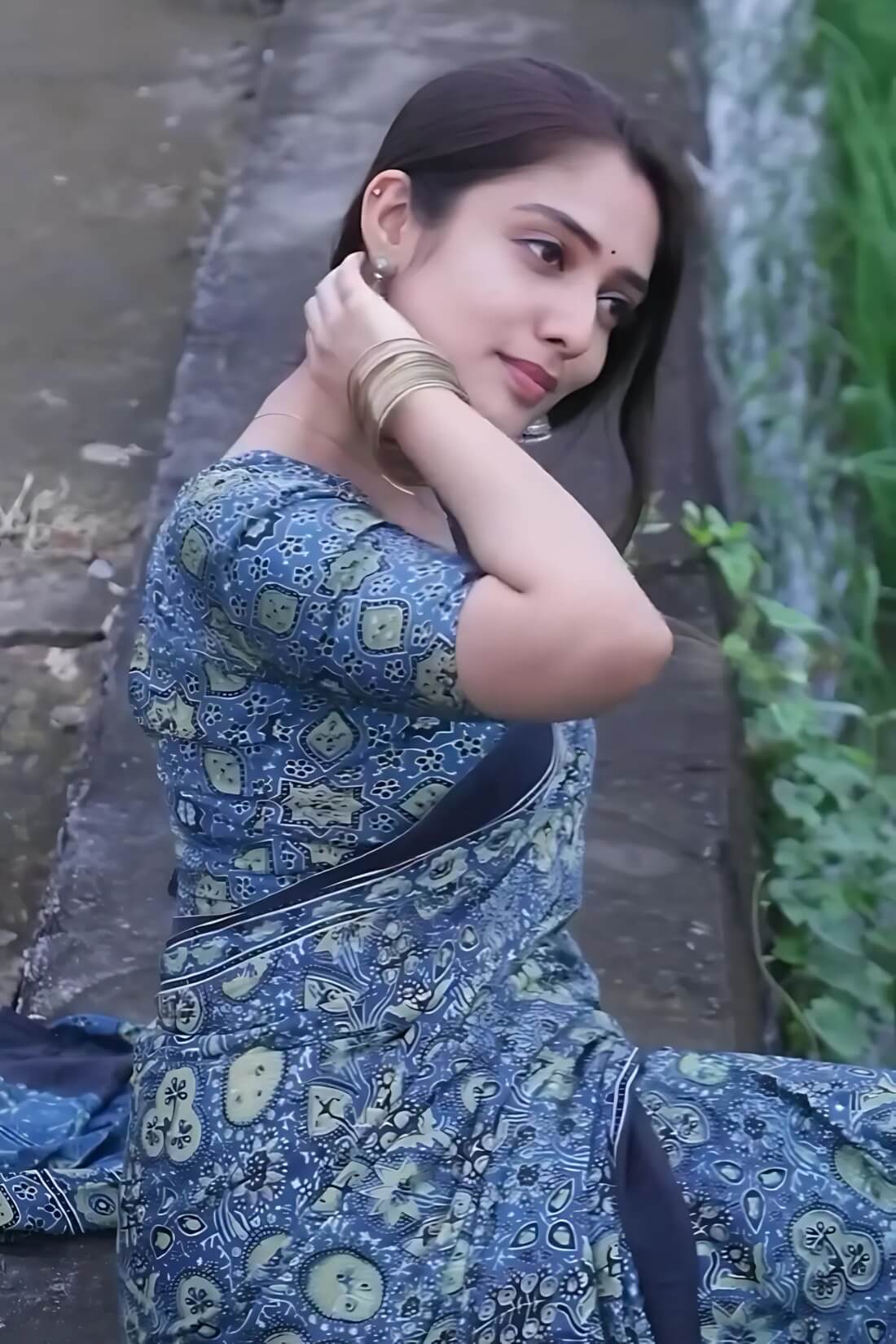 Supernal Blue 1 Minute Ready To Wear Digital Printed Crape Silk Saree