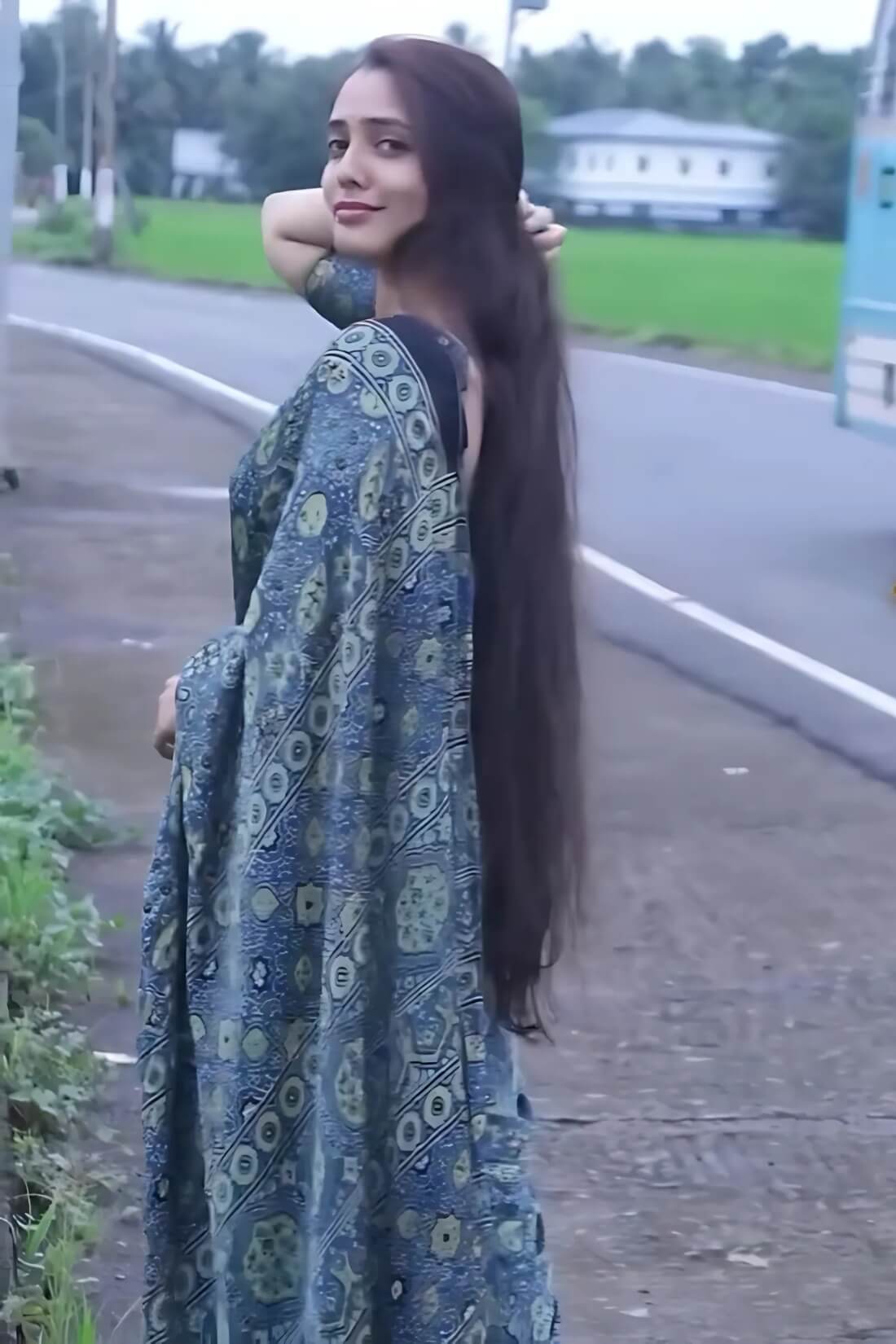 Supernal Blue 1 Minute Ready To Wear Digital Printed Crape Silk Saree