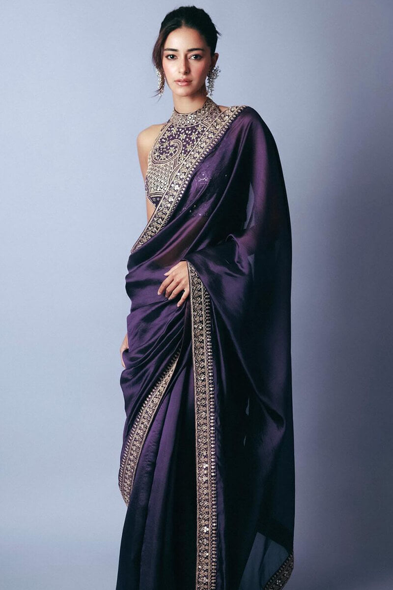 Flameboyant Purple Fancy Silk Saree With Designer Blouse Piece