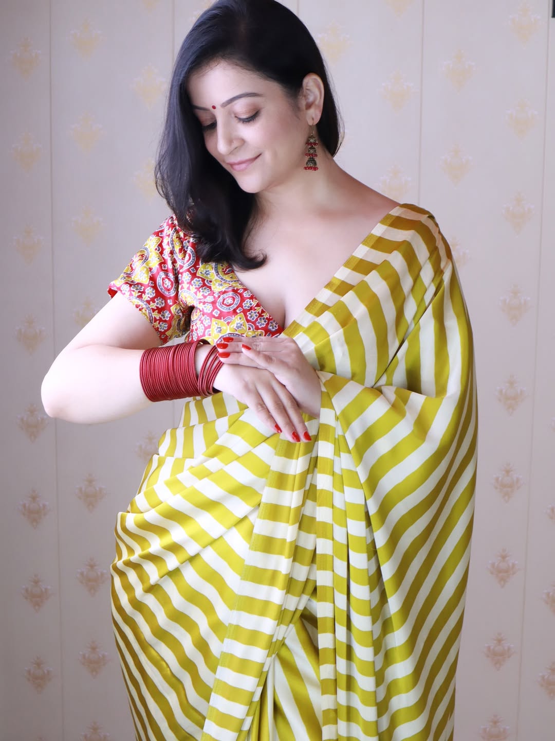 Ephemeral Black & Yellow 1 Minute Ready To Wear Digital Printed Crape Silk Saree