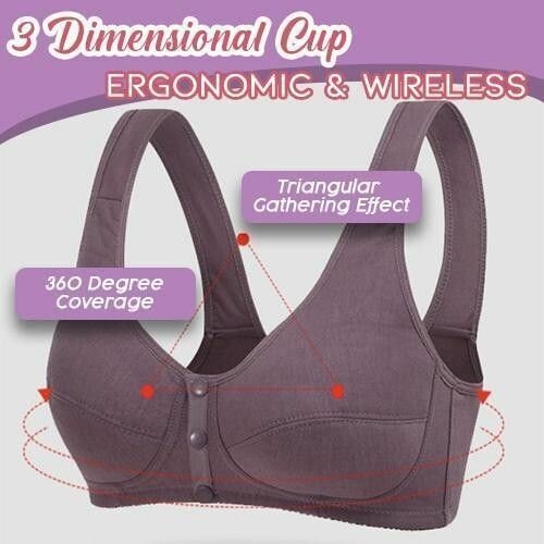 Front Button Wireless Gathering Bra (pack of 3)
