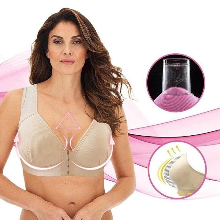 (PACK OF 3) PLUS SIZE PUSH UP SEAMLESS FRONT CLOSURE ELASTIC BRA