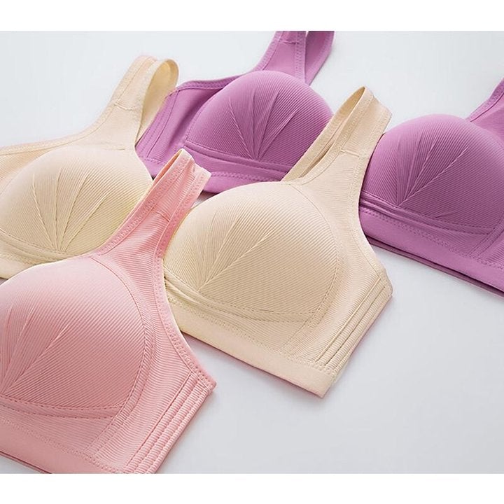 (PACK OF 3) PLUS SIZE PUSH UP SEAMLESS FRONT CLOSURE ELASTIC BRA