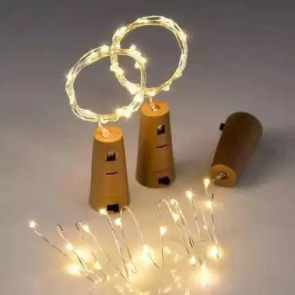 LED Wine Bottle Cork Lights Copper Wire String Lights, 2M Battery Powered Wine Bottle Fairy Lights Bottle (Set of 2)