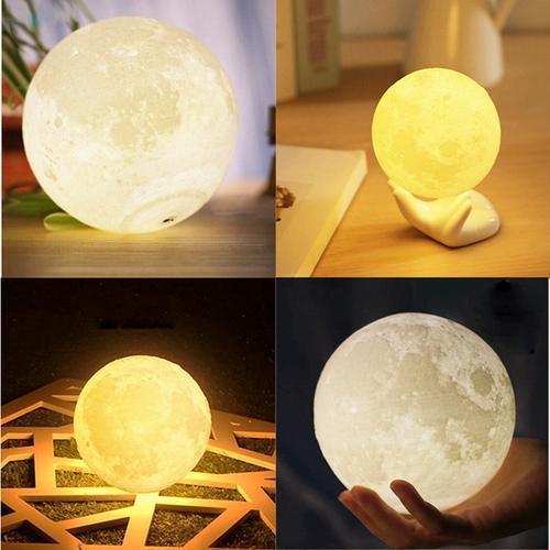 3D Magical Two Tone Moon Lamp USB Charging LED Night Light Touch Sensor