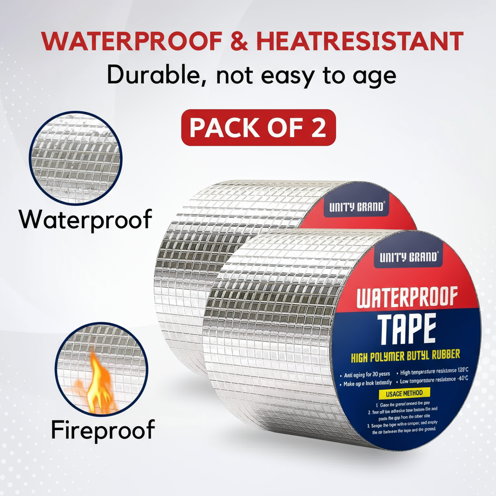 Pack of 2 Aluminium Foil Tape Waterproof Adhesive Tape