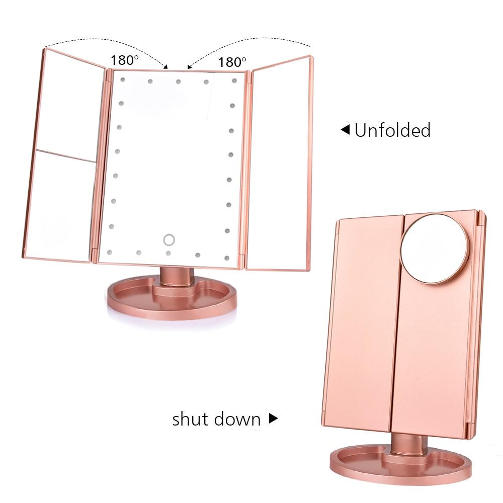 LED Lighted Tri-Fold Makeup Mirror