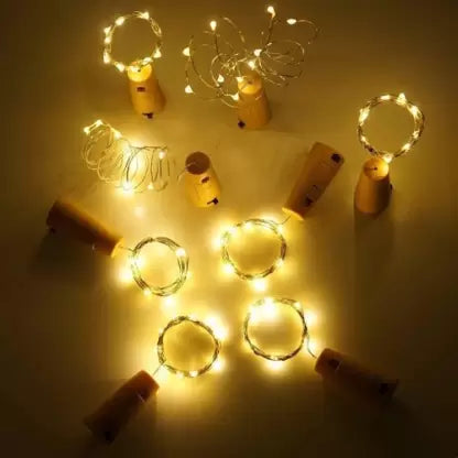LED Wine Bottle Cork Lights Copper Wire String Lights, 2M Battery Powered Wine Bottle Fairy Lights Bottle (Set of 2)