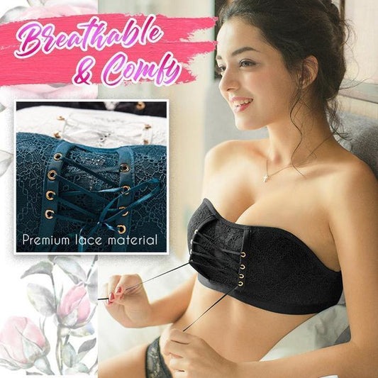 ( SET OF 3 ). Strapless Lace Drawstring Bandeau