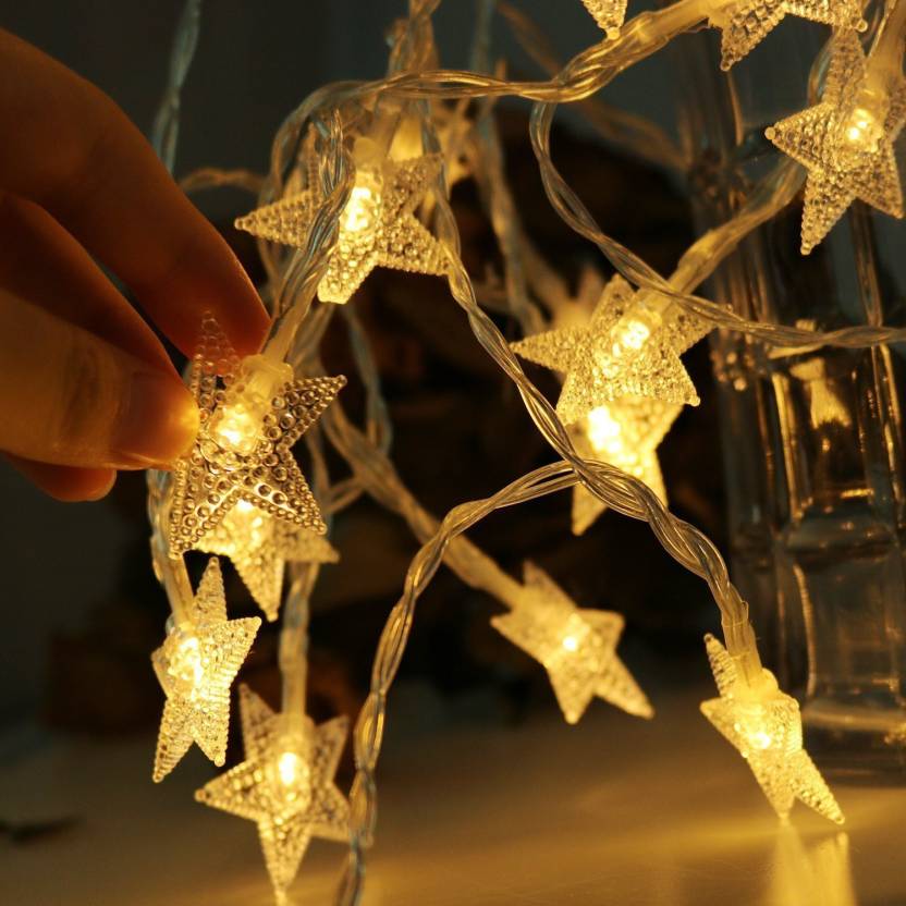 PragAart Decoration Light, 4m/13ft Fairy 20 Led Stars Outdoor/Indoor Rope Warm White Lights for Christmas Tree, Diwali, Wedding, Birthday Party, Baby's Bedroom