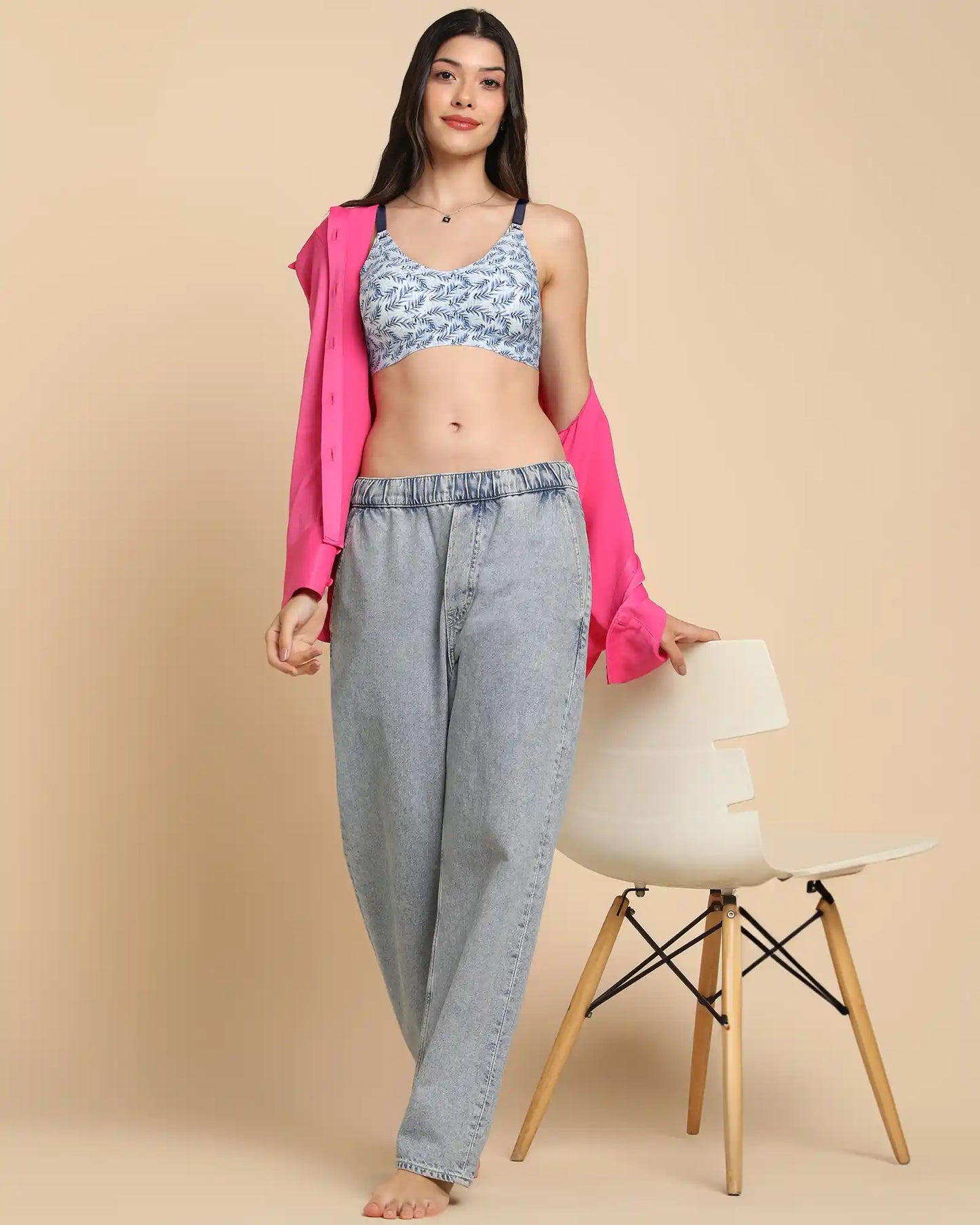 Fit Cotton Feel Printed Bonded Seamless Bra