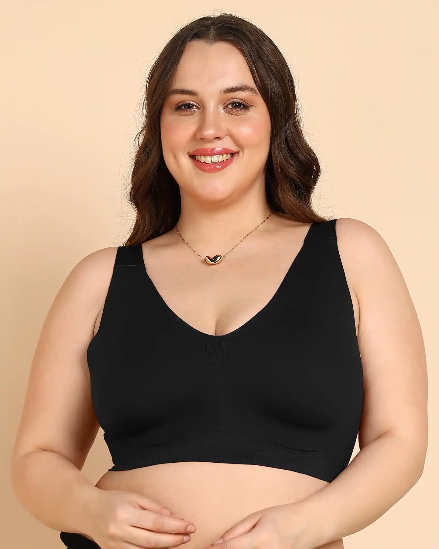 Non-Padded Cotton Spandex Fit Bra (BLACK)