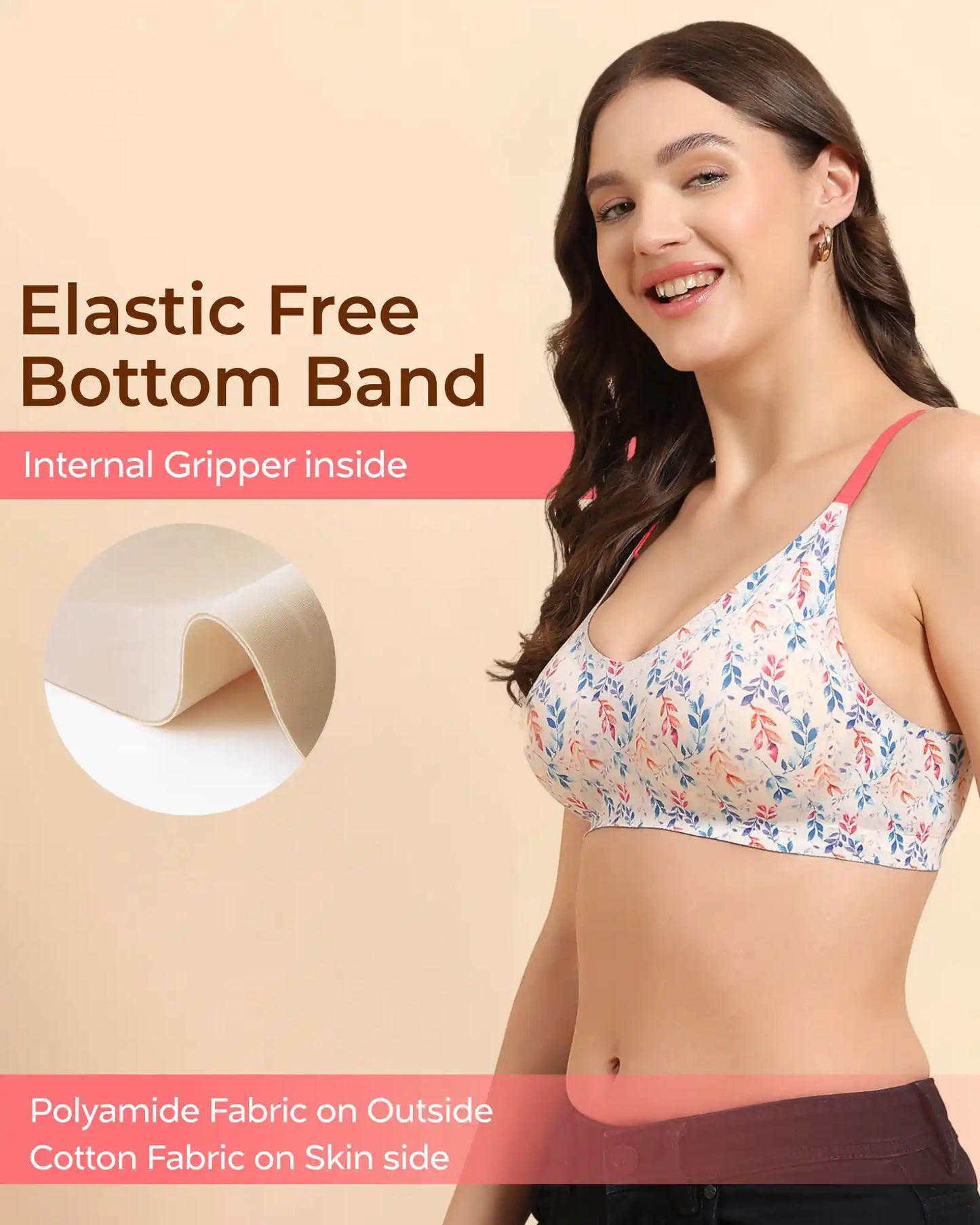 Fit Cotton Feel Printed Bonded Seamless Bra