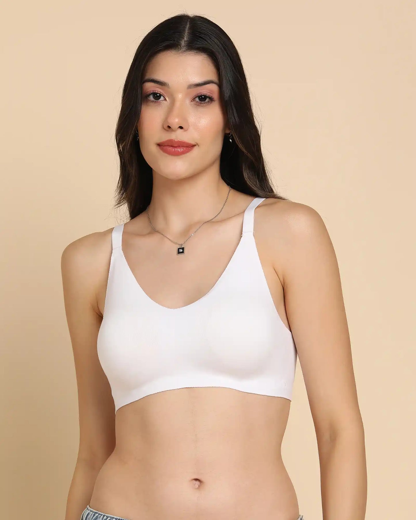 Non-Padded Cotton Spandex Fit Bra (WHITE)