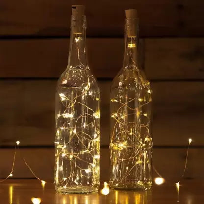LED Wine Bottle Cork Lights Copper Wire String Lights, 2M Battery Powered Wine Bottle Fairy Lights Bottle (Set of 2)